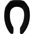 Chesterfield Leather Elongated Open Front Less Cover Toilet Seat with STA-TITE Check Hinge in Black CH1800567